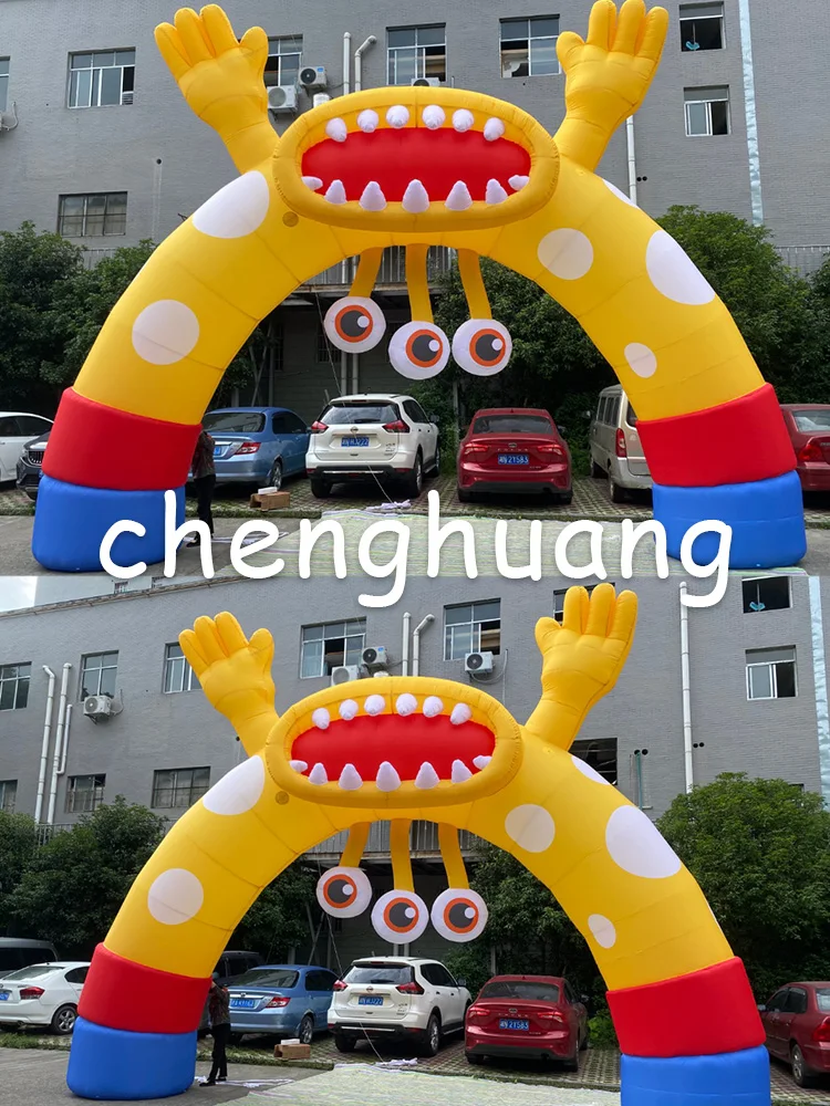 

Гигантская надувная арка монстра с мультяшным глазом и входной аркой и большим ртом, украшение для детской вечеринки, украшение для сцены