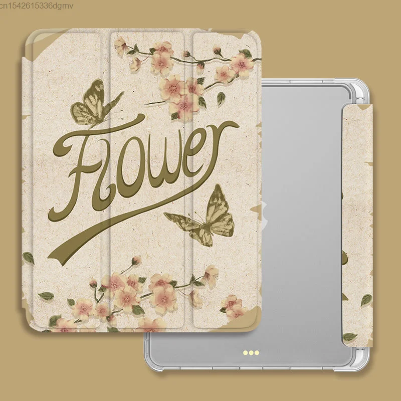 Y2k 2000s Fashion Rose Flower Print Tablet Case For IPad 9 10.2 Pro 11 12.9 Inch Vintage Trifold For Ipad Air 5 4 Flat Cover Yk2