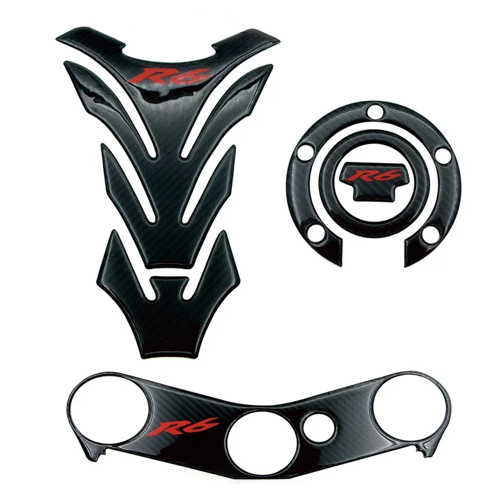 

Мотоциклетная 3D наклейка из углеродного волокна для Yamaha R6 YZFR6 YZF600 2006-2016, крышка бензобака, тройной зажим, защитная наклейка для хомута