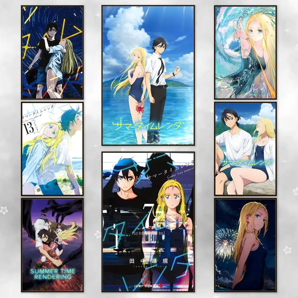 Anime Action Summer Time Rendering Poster Aesthetic Wall Art Poster HD Waterproof Sticky Wall Decor Bedroom Dorm Bar Gift