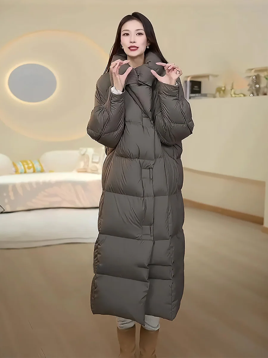 

Новая модная универсальная утепленная женская пуховая куртка средней длины с флисовой подкладкой, белая, трендовая, зима 2025