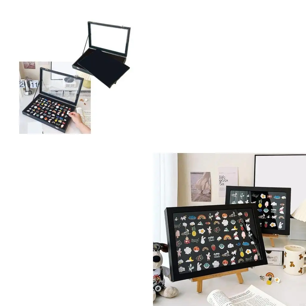 

195C Delicate Jewelry Pin Storage Case Plush Lined Large Display Frame for Collectors
