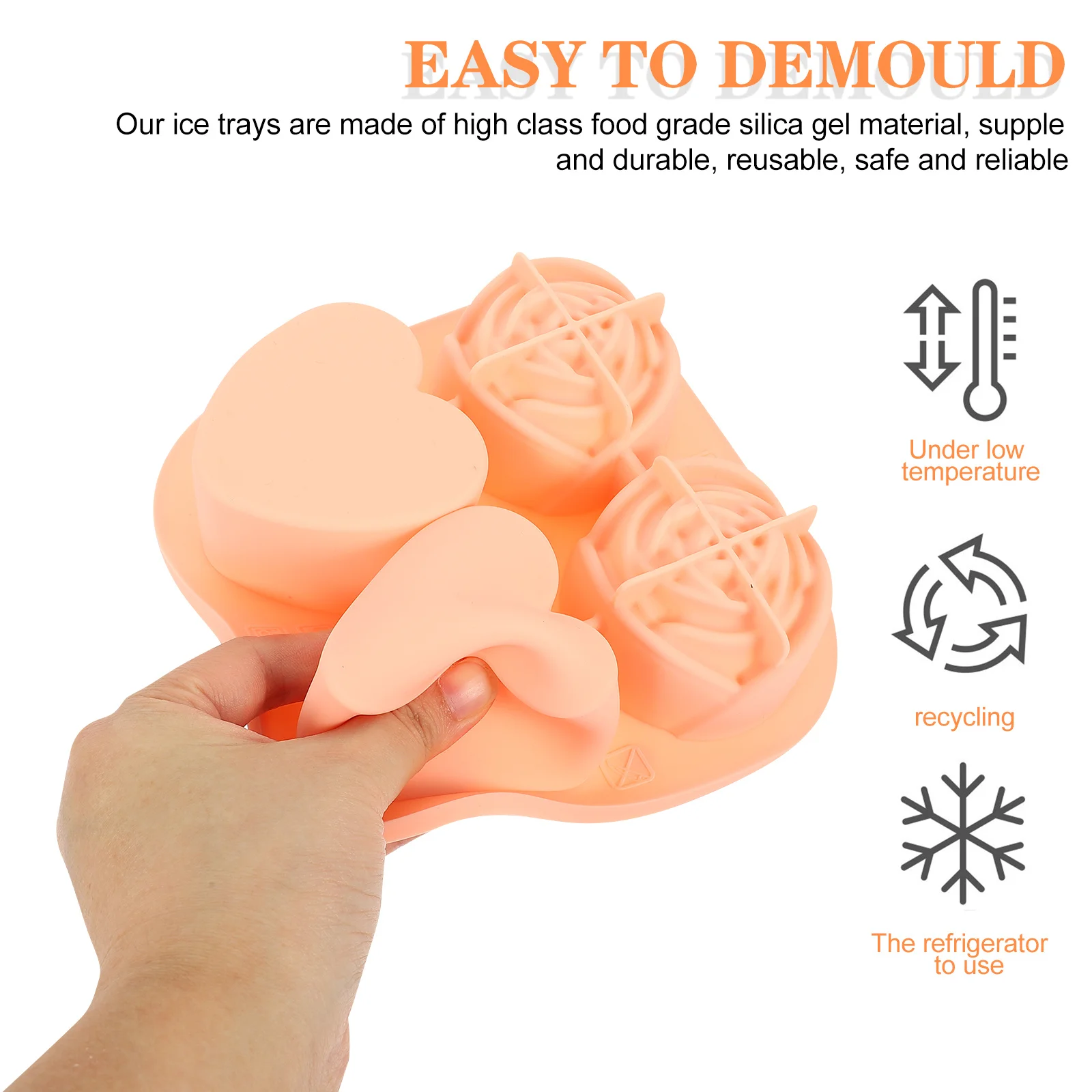 

Silicone Ice Cube Tray Large Molds Freezer Safe Reusable Lightweight Portable Storage Convenient Ice Cube Tray