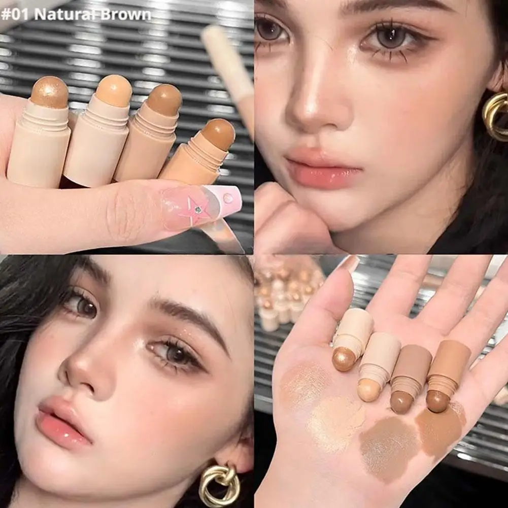 マルチエフェクトグルーミングハイグロススティック ナチュラルブラウンスティック マットベージュコンシーラー ブライトニングプライマー ノーズシャドウ 3Dフェイシャルメイクアップ