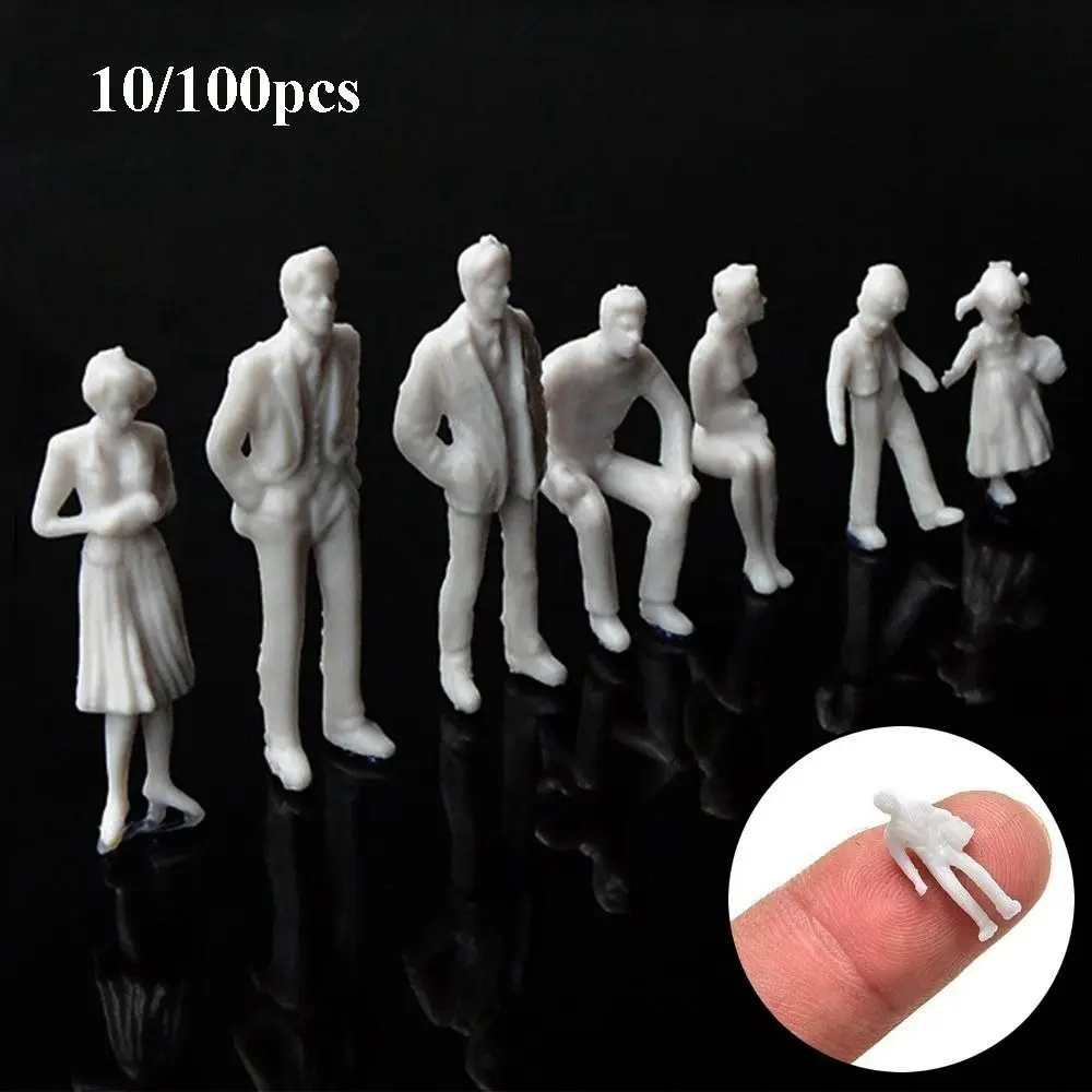 10/100pcs 1:300/1:200/1:100/1:150 Miniature Simulation Figures Model White Color Plastic Passengers Train Scenery