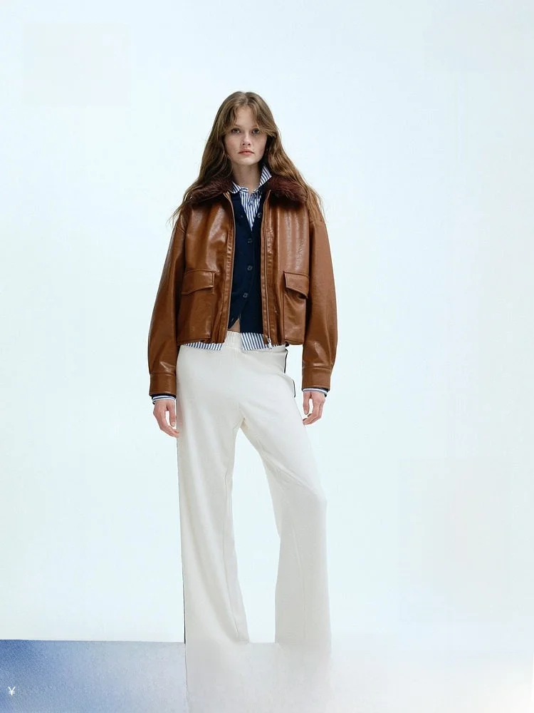 H&M Cappotto invernale da donna in pelliccia sintetica Jaet Cappotto casual in pelle Sle Lunghezza regolare Materiale PU Faion da donna