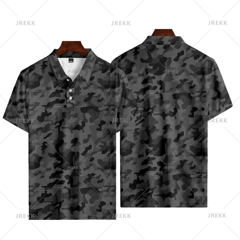 Camouflage Pattern Polo Shirt For Men Street 3d Printed Short Sleeves Tee Shirt Cosplay Clothes Sports Running Fitness Tee Shirt