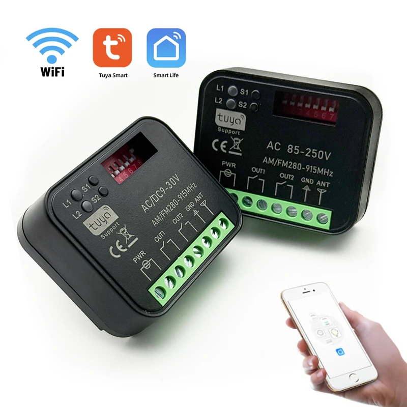 

Новый Tuya RX MULTI WIFI 433 МГц 868 МГц приемник дистанционного управления гаражом / воротами AC / DC 9-30 В 85-250 В интеллектуальный модуль коммутатора контроллер