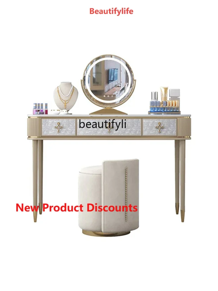 

X188 LAmerican Light Luxury Style Dressing Table Bedroom Modern Minimalist Solid Wood Marble with Mirror Makeup Table