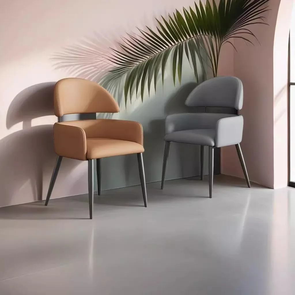 

Minimalist Saddle Leather Dining Chair, Light Luxury and High-end Feel, Nordic Desk Chair