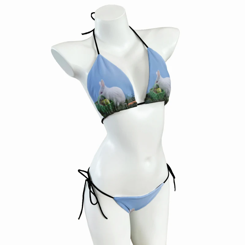 Cute rabbit pattern bikini panties thong G-string swimming trunks beachwear women's fashion sexy swimwear cartoon rabbit