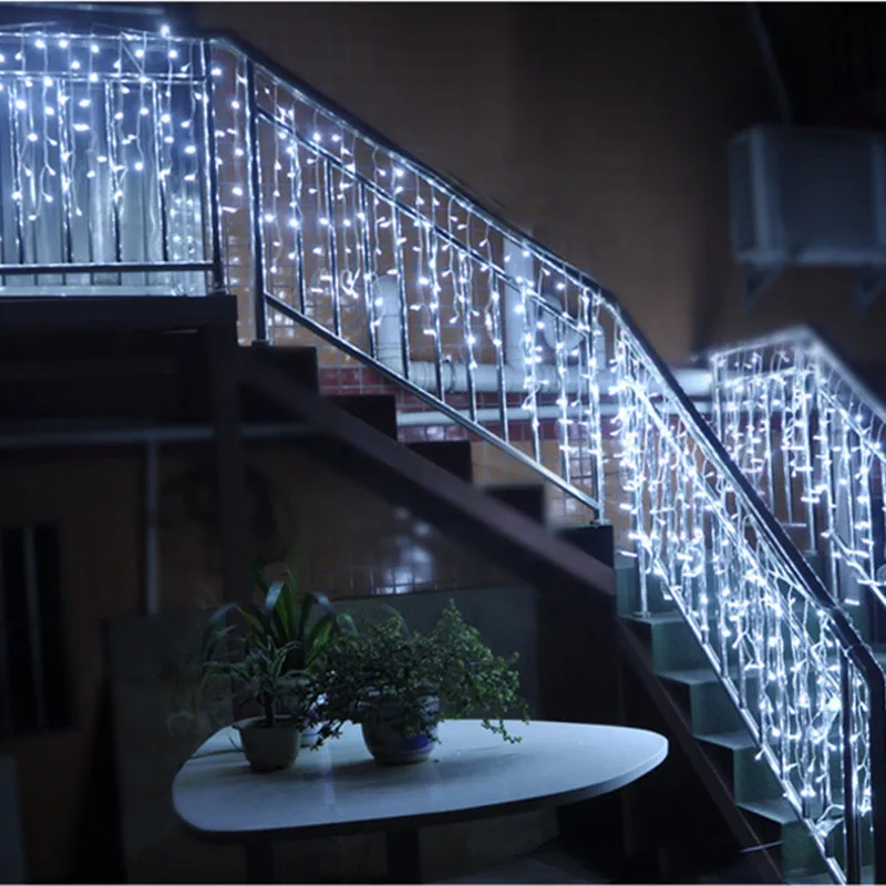 2023 Christmas Garland LED Curtain Icicle String Lights Droop Garden Street Outdoor Decorative Holiday Lights