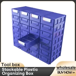 Cajas organizadoras de plástico apilables, caja de almacenamiento, componentes, tornillos, caja de herramientas, estante de gabinete combinado, caja de cajón de bloques de construcción, 1PC