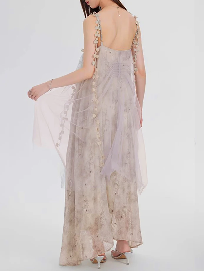 Abito ampio con farfalla stampata floreale vintage Abito da donna senza maniche con scollo a barchetta Abbigliamento elegante Lady Streetwear Abiti aderenti Chic