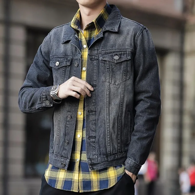 

Autumn Pocket Cowboy Coat for Men Casual Original Aesthetic Fashion Washed Branded Korea Low Price Lxury Y2k Denim Jackets Man