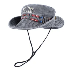 2026 Summer Men's Panama Hat Women Beach Sun Protection Bucket Hat Retro Letter Embroidered Bob Fisherman Hats Visor Fishing cap