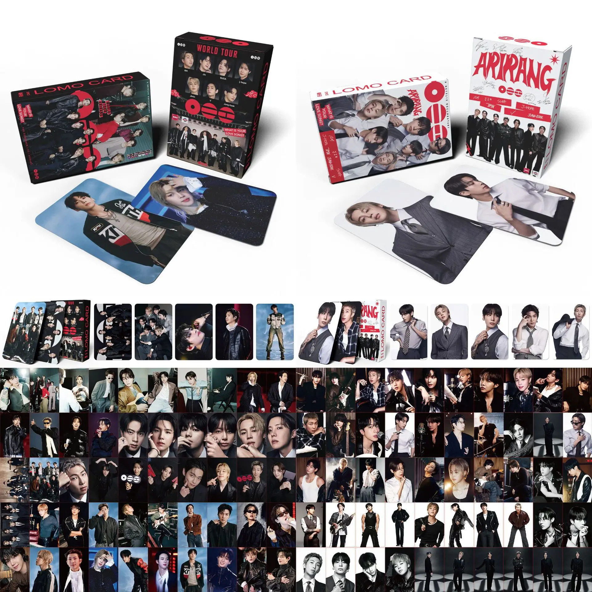 Cartão LOMO do álbum BT21 Star, cartão LOMO “ARIRANG”, cartão LOMO “Proof”, cartão LOMO “MAP OF THE SOUL 7”, cartão LOMO “festa”