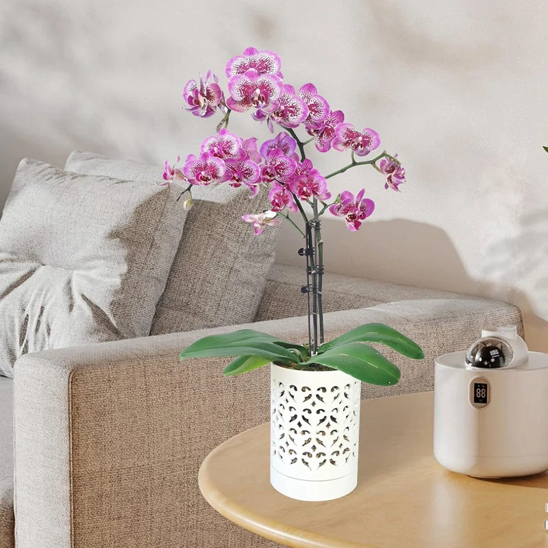 Orchid Pots With Holes,4 Inch Ceramic Orchid Pot For Repotting, Flower Planter Pot Indoor Outdoor, Breathable-FS-PHFU