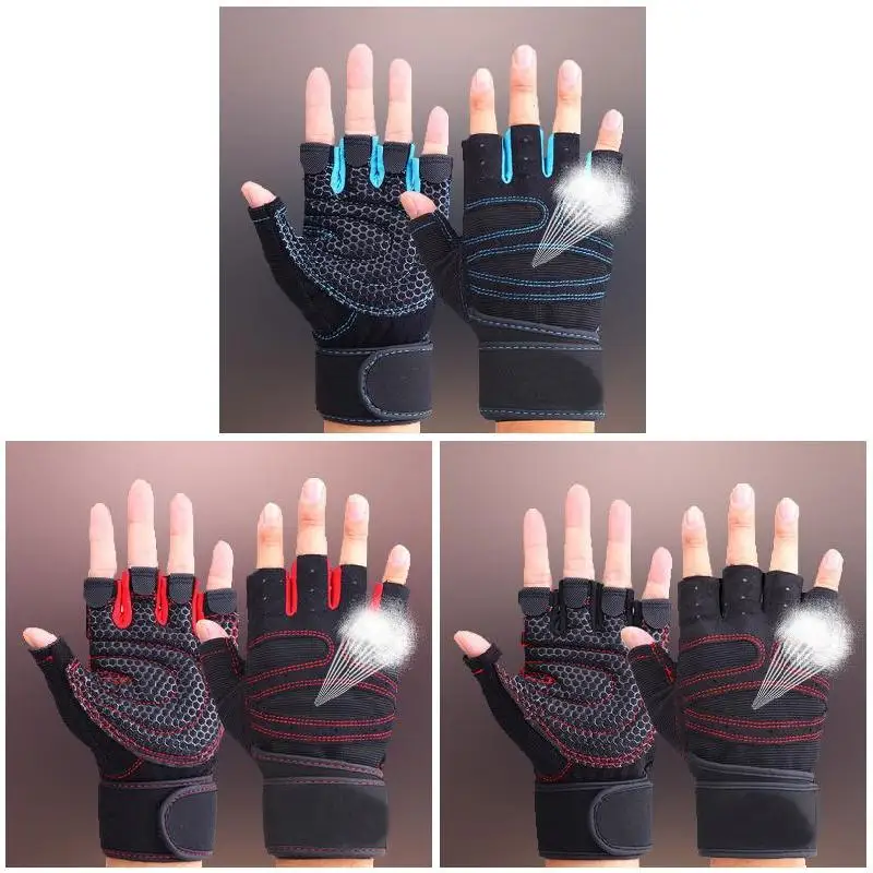 Guantes deportivos de gimnasio para hombre y mujer, mancuernas transpirables de medio dedo para levantamiento de pesas y Fitness, NIN668