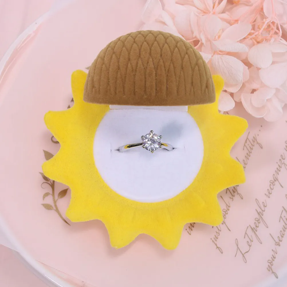 

Sunflower Jewelry Box Minimalist Lightweight Ring Bearer Box Proposal Engagement Wedding Gift Container Ring Bearer Pillow
