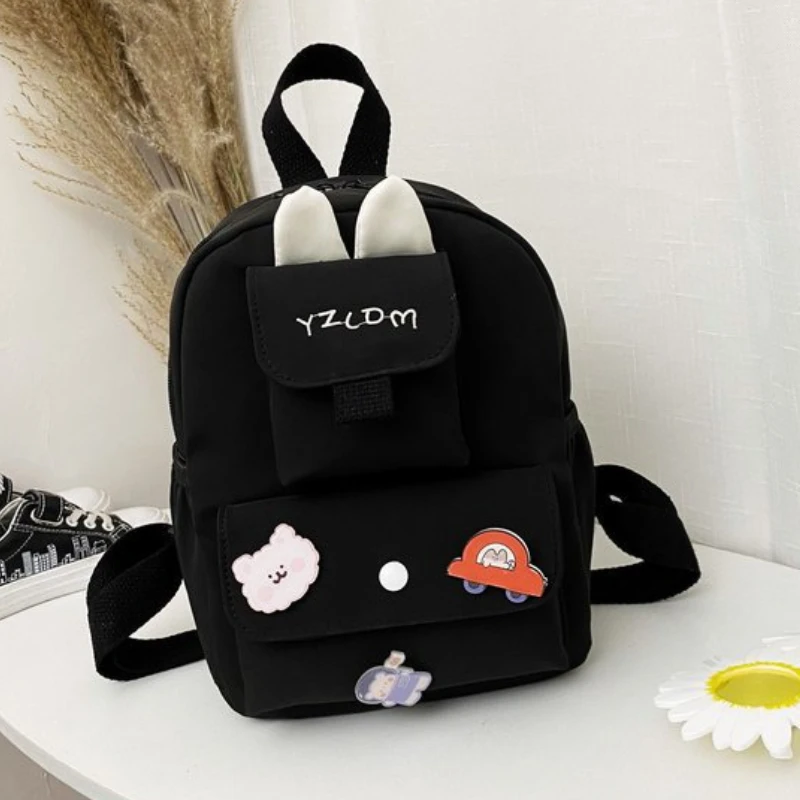2022 New Children School Bags Cute Rabbit Ears Solid Color Boys Girls Zipper Backpack