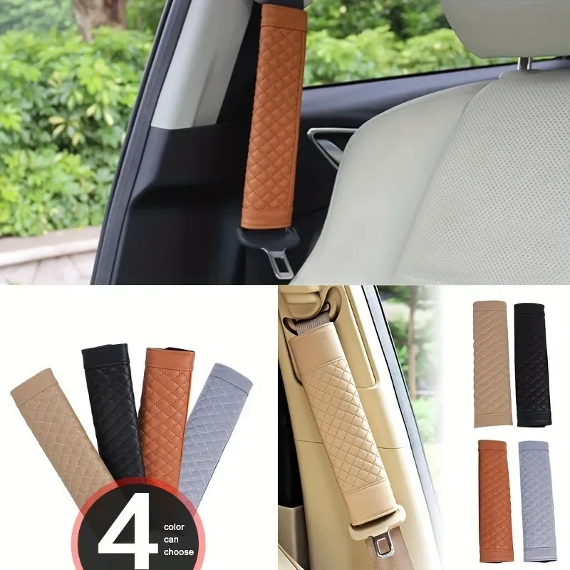 1Pc Leather Car Seat Belt Shoulder Pad Anti-Slip Wear-Resistant Safety Strap Cover Auto Interior Decor
