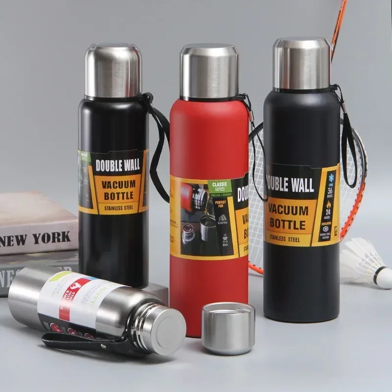 زجاجة ترمس محمولة كبيرة السعة من الفولاذ المقاوم للصدأ ، غلاية سيارة لتسلق الجبال في الهواء الطلق بحبل كوب ماء ، من من من من من الخارج ، من من من من من الخارج ، من من من من من الخارج ، من من من من من من الخارج ، من من من من من من من الخارج