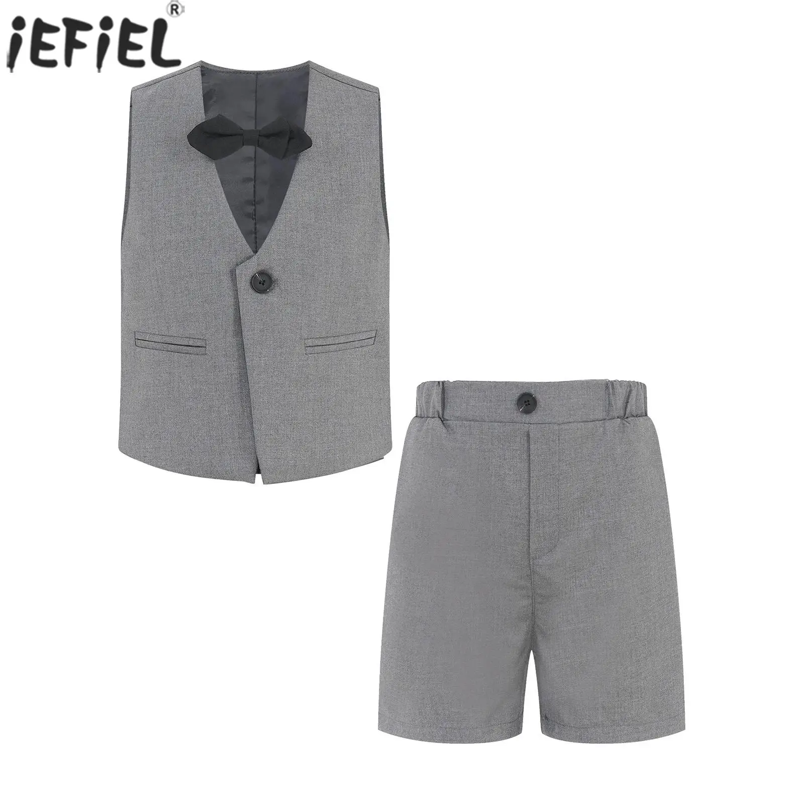 

Kids Boys Gentleman Suit Fashion Tuxedo Waistcoat Shorts Bowtie Wedding Birthday Party Photograph Formal Toddler Baby Clothes