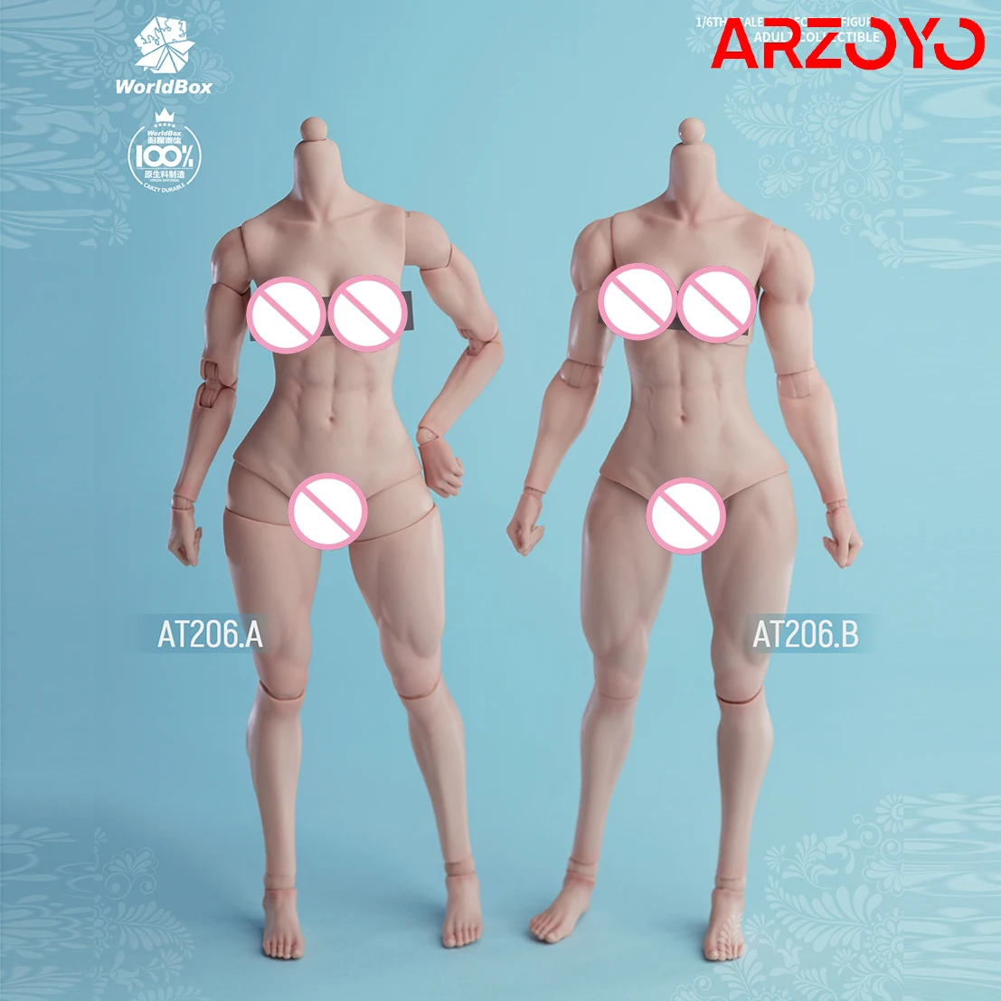 

2024 Q2 Worldbox AT206 1/6 Scale Female Muscle Joint Body 27cm Pale Light Soldier Tan Action Figure with Replaceable Arms