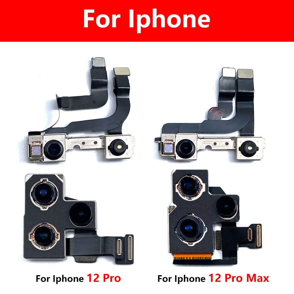 Good quality For IPhone 12 13 Pro Max 12mini Back Rear Camera Module Flex Cable + Front Facing Camera Replacement