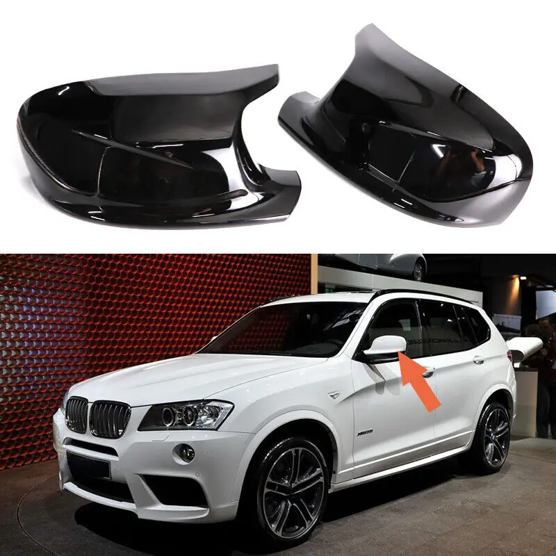 

2X Carbon Look/Glossy Black Rearview Side Mirror Covers Cap Shell For BMW E84 X1 09-13 F25 X3 Pre-LCI 2011-2013 Parts Styling