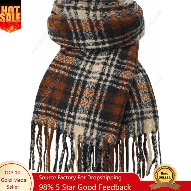 

Tavaleu Winter Scarf for Women, Cashmere Feel Scarf Blanket Plaid Scarfs, Shawls Wraps Womens Scarves Fall Warm Tassel Shawls