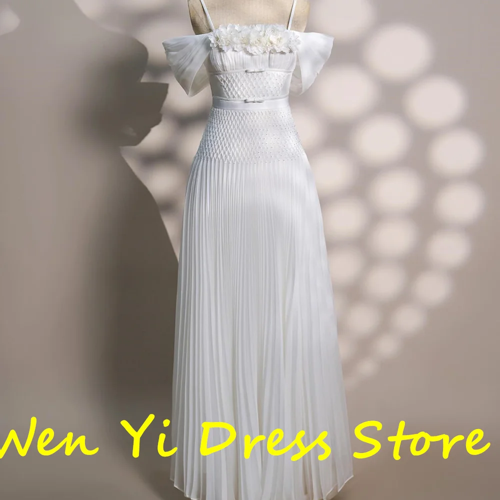 Customized  High Quality and Temperament Appliques Sequined Pearls Bow Crystal Evening Dress A-Line Floor Length Off th
