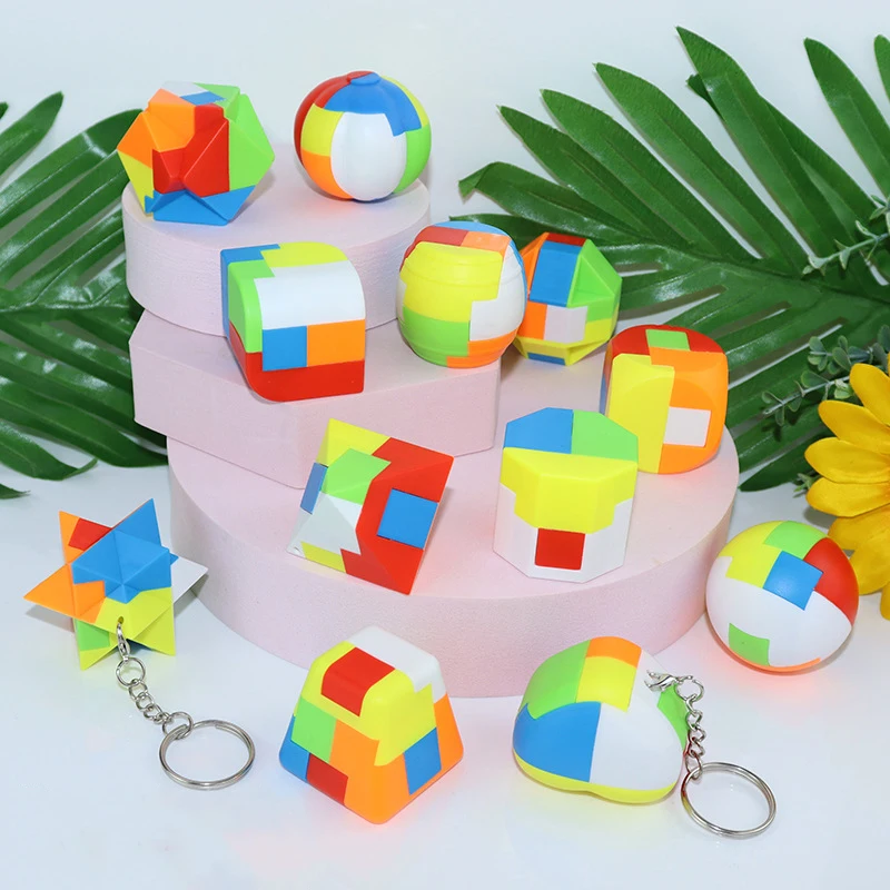 

3D Puzzle Luban Lock Series Keychain Pendant Brain Teaser Game Magic Cube Intellectual Kids Puzzle Toy For Kids Adult Antistress