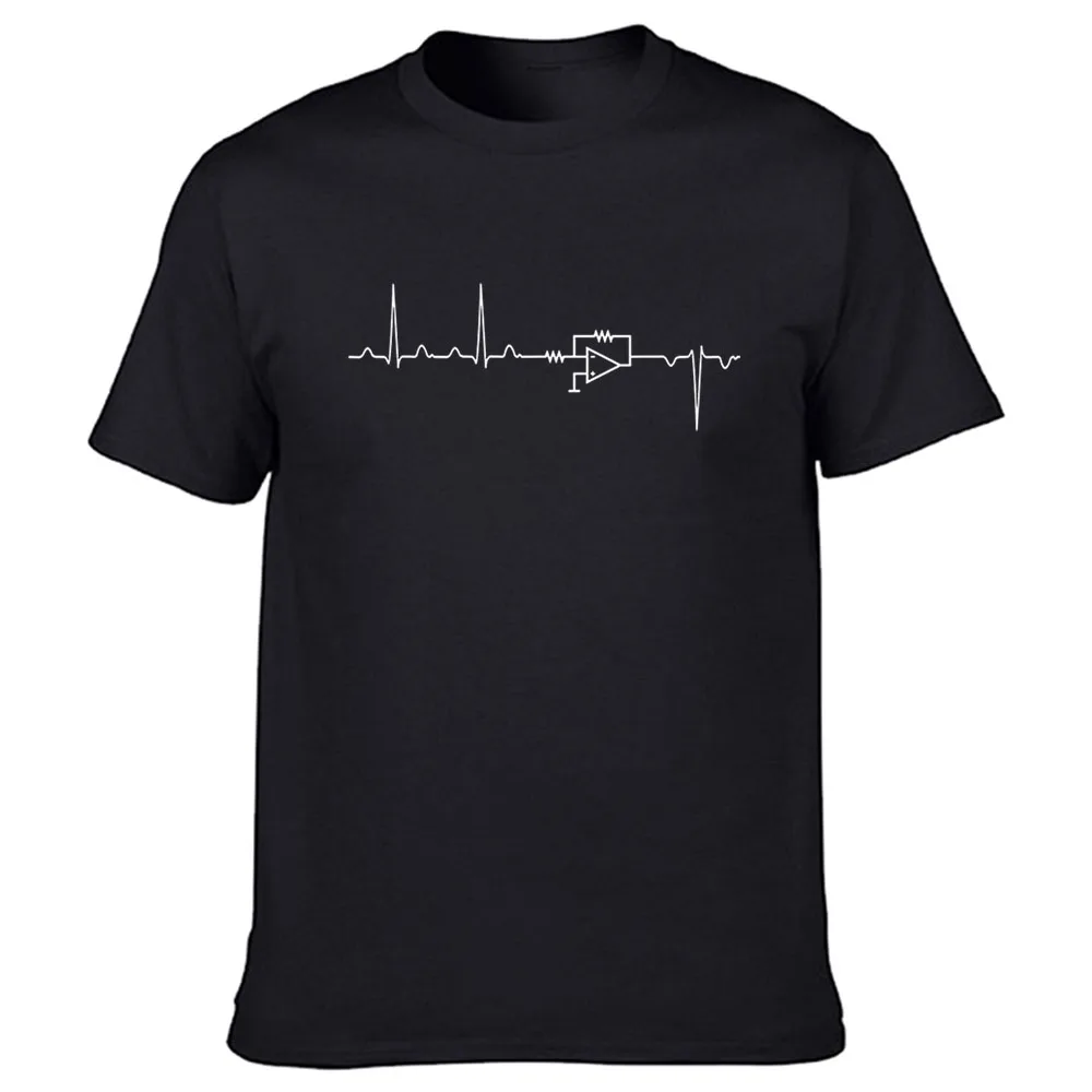 Electrical Engineering Heartbeat Funny T-shirt pattern printed short-sleeved men's fashionable casual Harajuku T-shirt