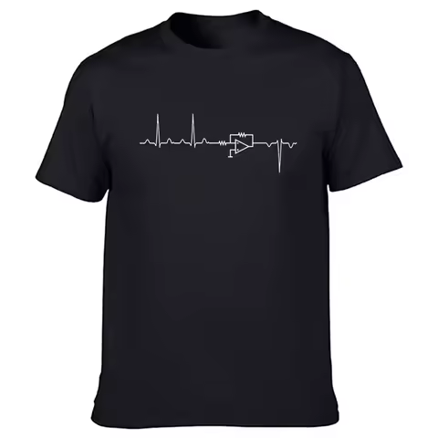 Electrical Engineering Heartbeat Funny T-shirt pattern printed short-sleeved men's fashionable casual Harajuku T-shirt