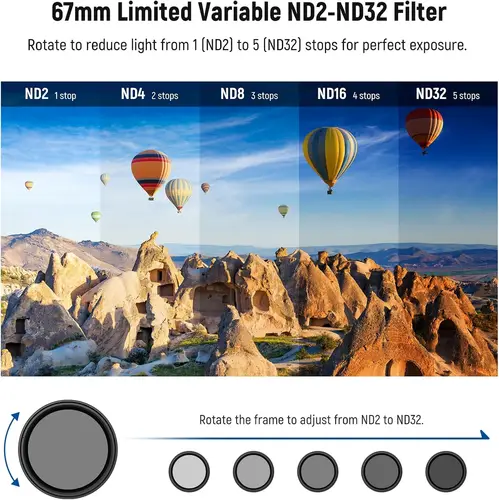 Imagen 2 del producto NEEWER-filtro ND Variable con Clip de 67mm para teléfono, ND2-32 1-5 paradas, Kit de accesorios para lentes de fotografía de densidad neutra para Android