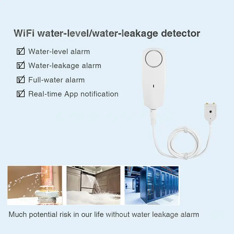Tuya WIFI Wireless Water Level Detector Smart Water Leakage Sensor Buzzer App Push Alarm Warn Work With Smart Life IFTTT