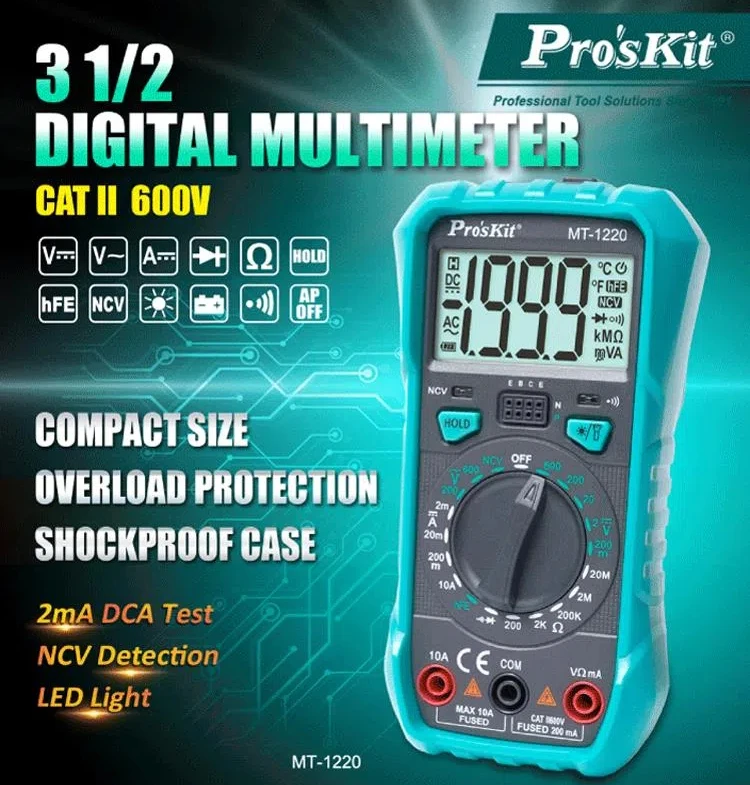 

Pro'sKit MT-1220 precision digital multimeter non-burning LED lighting non-contact electrical inspection measurement