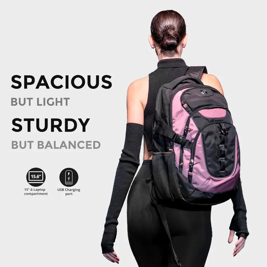 حقيبة ظهر للكمبيوتر المحمول بتصميم Swissdigital مع منفذ شحن USB حقيبة ظهر للسفر تناسب حقيبة ظهر مدرسية جامعية مقاس 15.6 بوصة للكمبيوتر 31 لتر #2