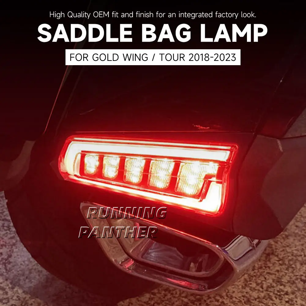 Borsa da sella posteriore per moto borsa da sella indicatori di direzione luci a LED lampada per Honda Goldwing Gold Wing GL1800 Tour 2018-2023 2022