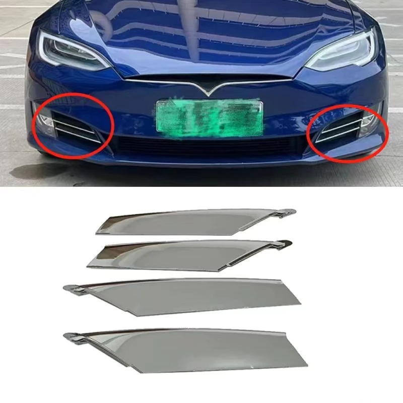 

2016-2020 for Tesla model s car front bumper fog light frame bright strip trim silver plating