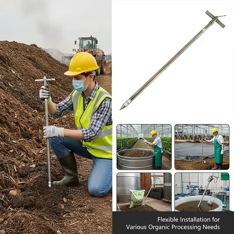 Waterproof Organic Compost Soil Thermometer With Long Stainless Steel Probe for Agriculture Livestock Industrial Composting