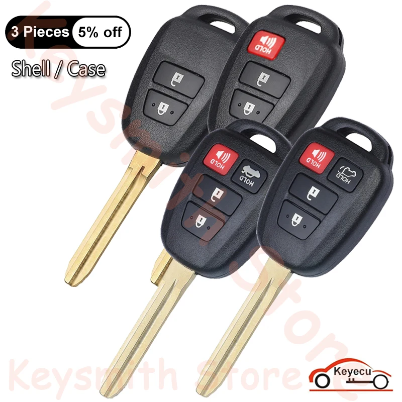 KEYECU 2 3 4 Buttons Case for Toyota Camry Corolla RAV4 Prius C Tacoma Highlander Sequoia Tundra Auto Remote Key Fob Shell Cover