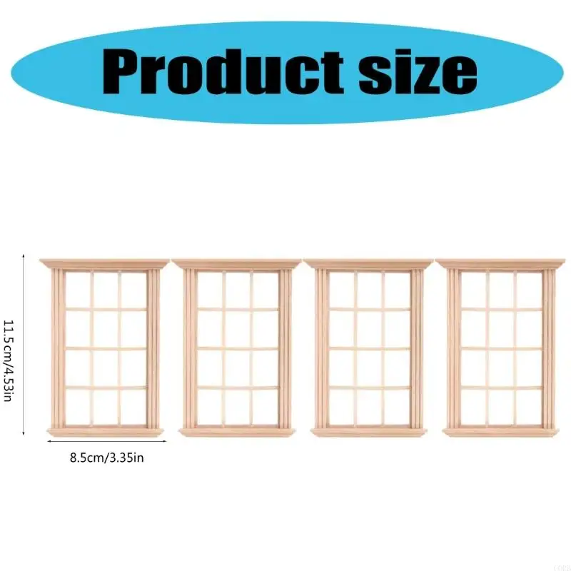 CORB Praktische 4-teilige Puppenhäuser aus robustem Holz mit Fenster, Miniatur-Kindermodell Maßstab 1:12, Wohnaccessoires für