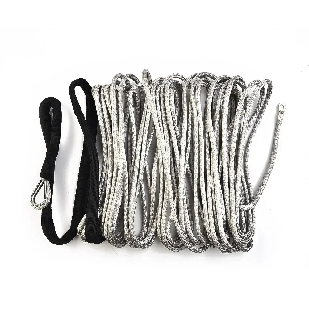 15M Winch Rope ATV UTV High Strength Synthetic Winch Line Cable Rope Tow Cord With Sheath Gray Applicable To Most Cars SUV ATV