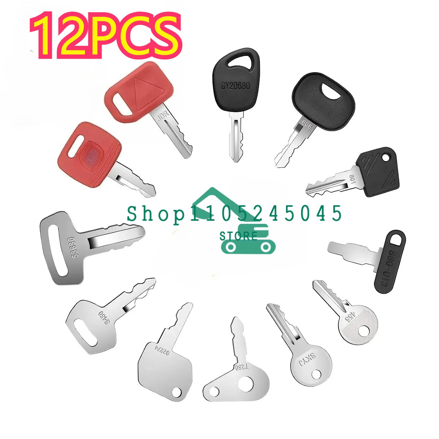 12PCS New Replacement Ignition Key Set Car Master Key Ignition Start Key For Tractors Agricultural Heavy Plant Machinery 801