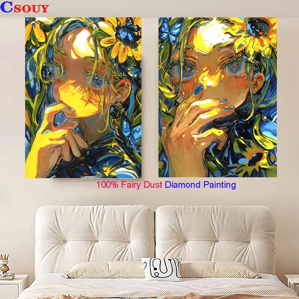 100% Fairy Dust Diy Diamond Painting Cross Stitch Shell Pearl Pink Kits Embroidery Square Mosaic Home Decor Needlework Crystal