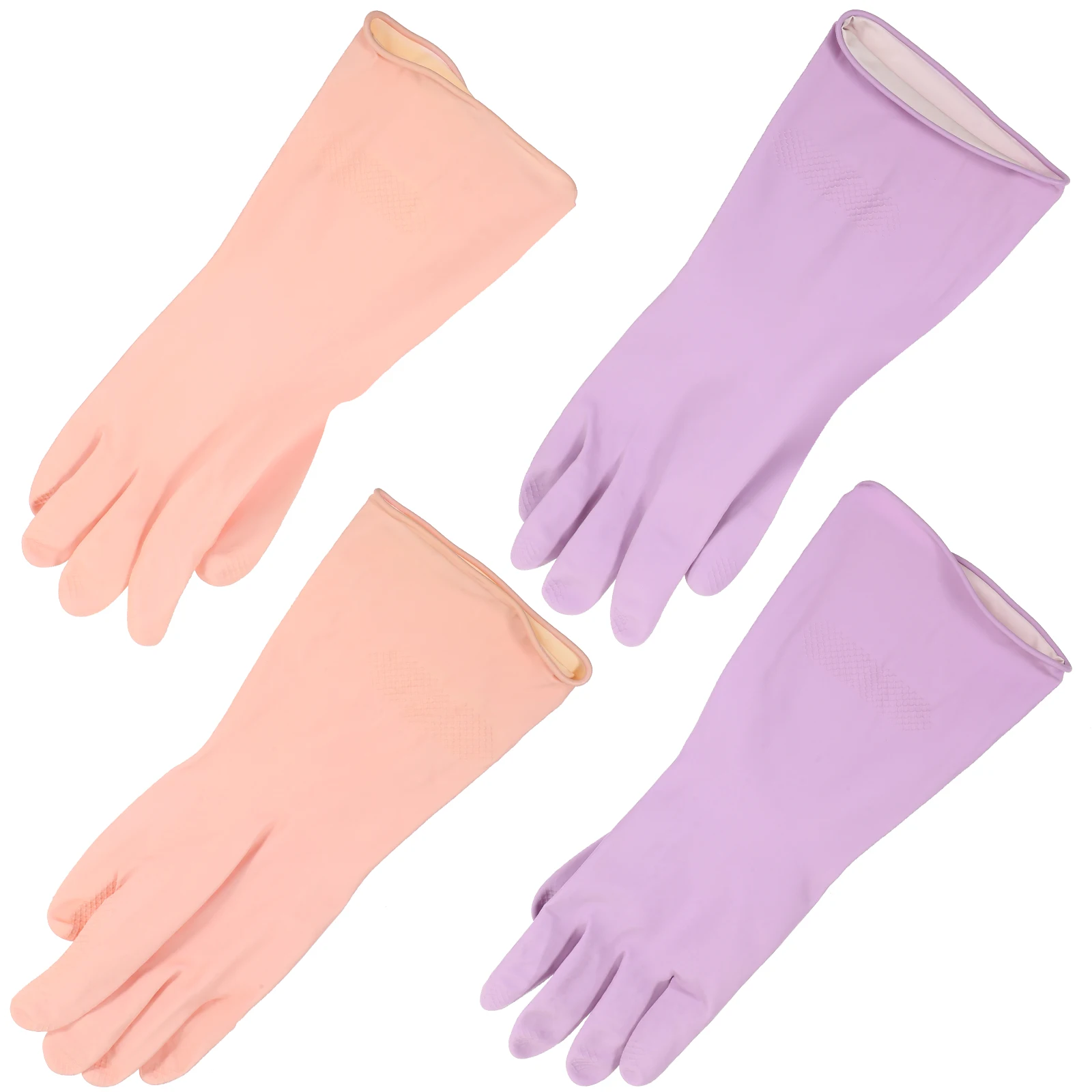 

2Pairs Latex Cleaning Mittens Stylish Design Granular Palm Finger Kitchen Supplies Latex Cleaning Gloves