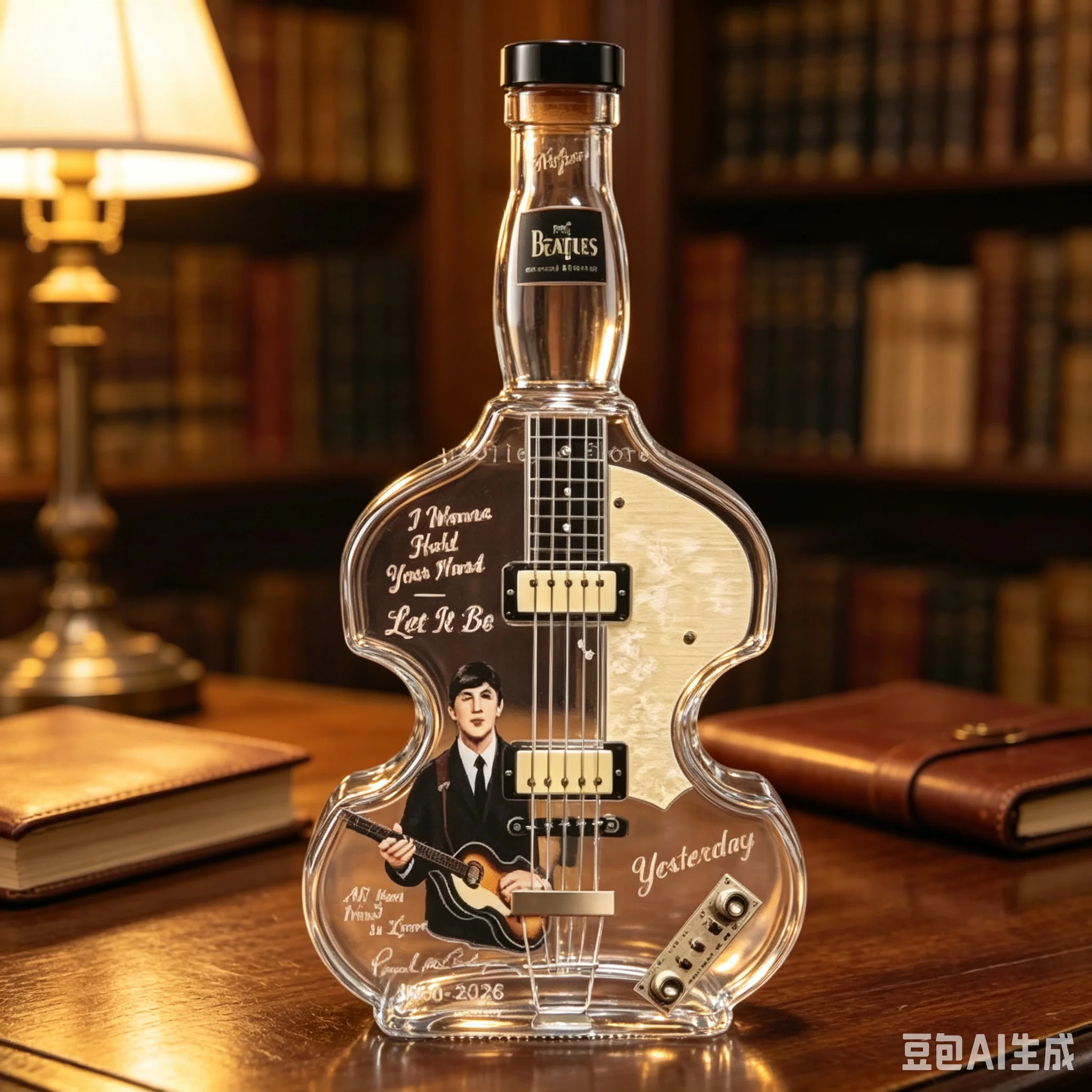 Creative Guitar-Form Premium Clear Glass Decanter Bottle for Spirit Container Bar Tabletop Display Ornament